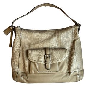 Coach Purse Charlie Python Beige Leather Hobo Shoulder Handbag. Well loved